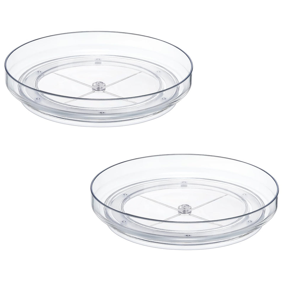 LANDNEOO 2-pack 10-inch clear lazy susans, top view, for easy access and organized shelves