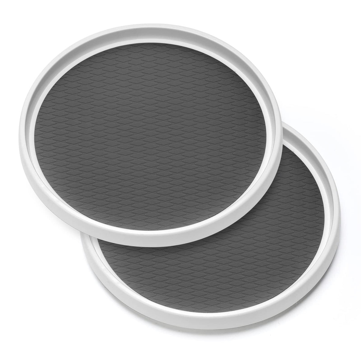 LANDNEOO 12-inch lazy susan top view with non-slip surface for clutter-free cabinets.