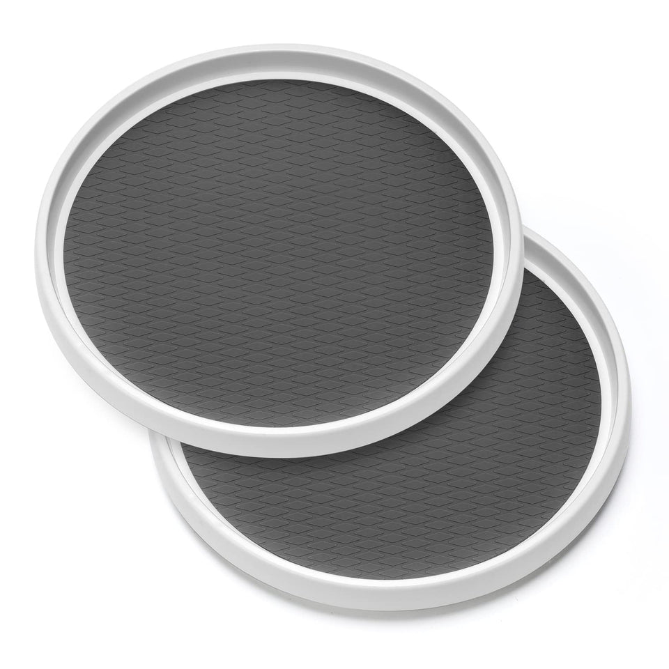 LANDNEOO 12-inch lazy susan top view with non-slip surface for clutter-free cabinets.