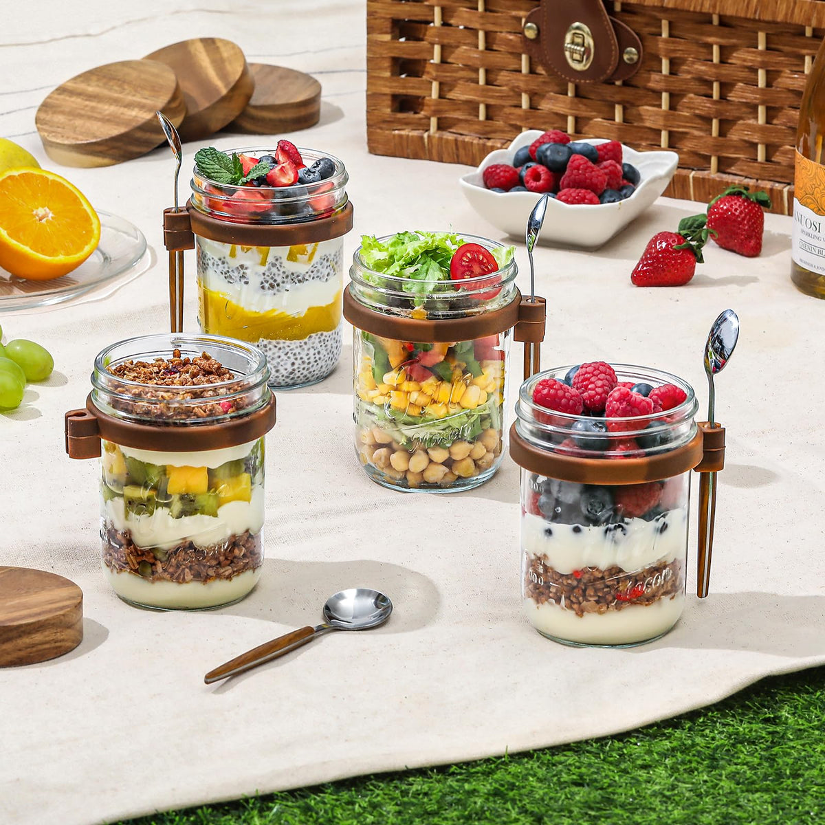 LANDNEOO 4-pack jar set offers versatile breakfast storage.