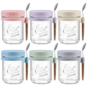 LANDNEOO 6-pack overnight oats containers with lids in six colors, ideal for meal prep and variety
