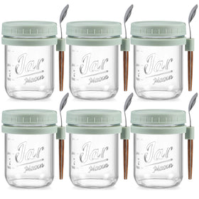 LANDNEOO 6-pack overnight oats containers in use, organized for breakfast prep.