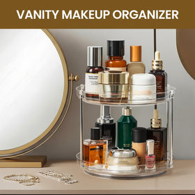 LANDNEOO bathroom vanity organizer keeps toiletries within reach.
