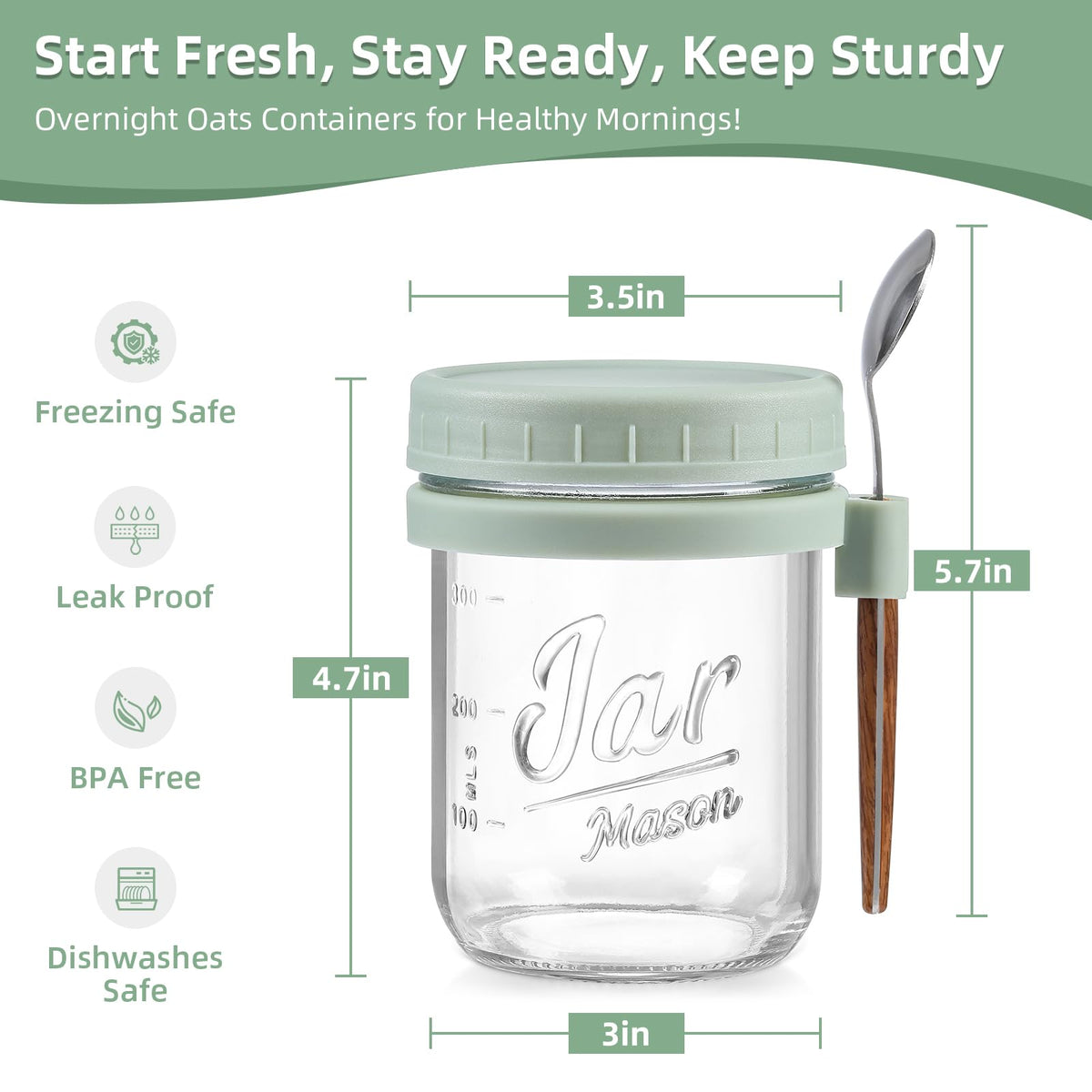 LANDNEOO borosilicate glass jar with wide opening for easy filling