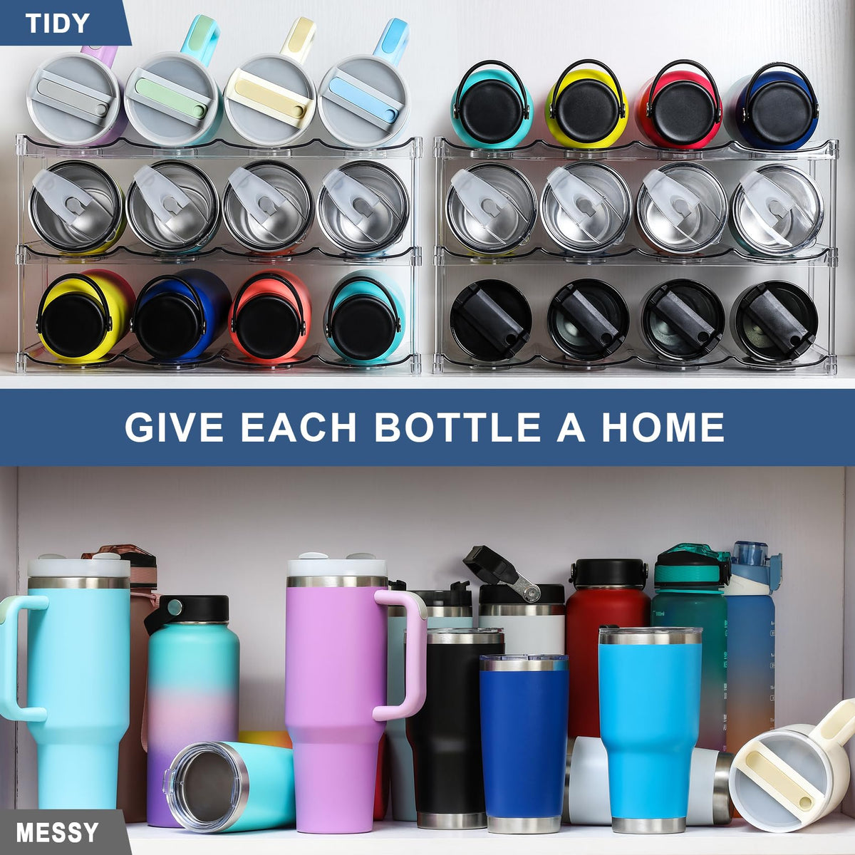 LANDNEOO clear plastic shelves showcase your bottle organization