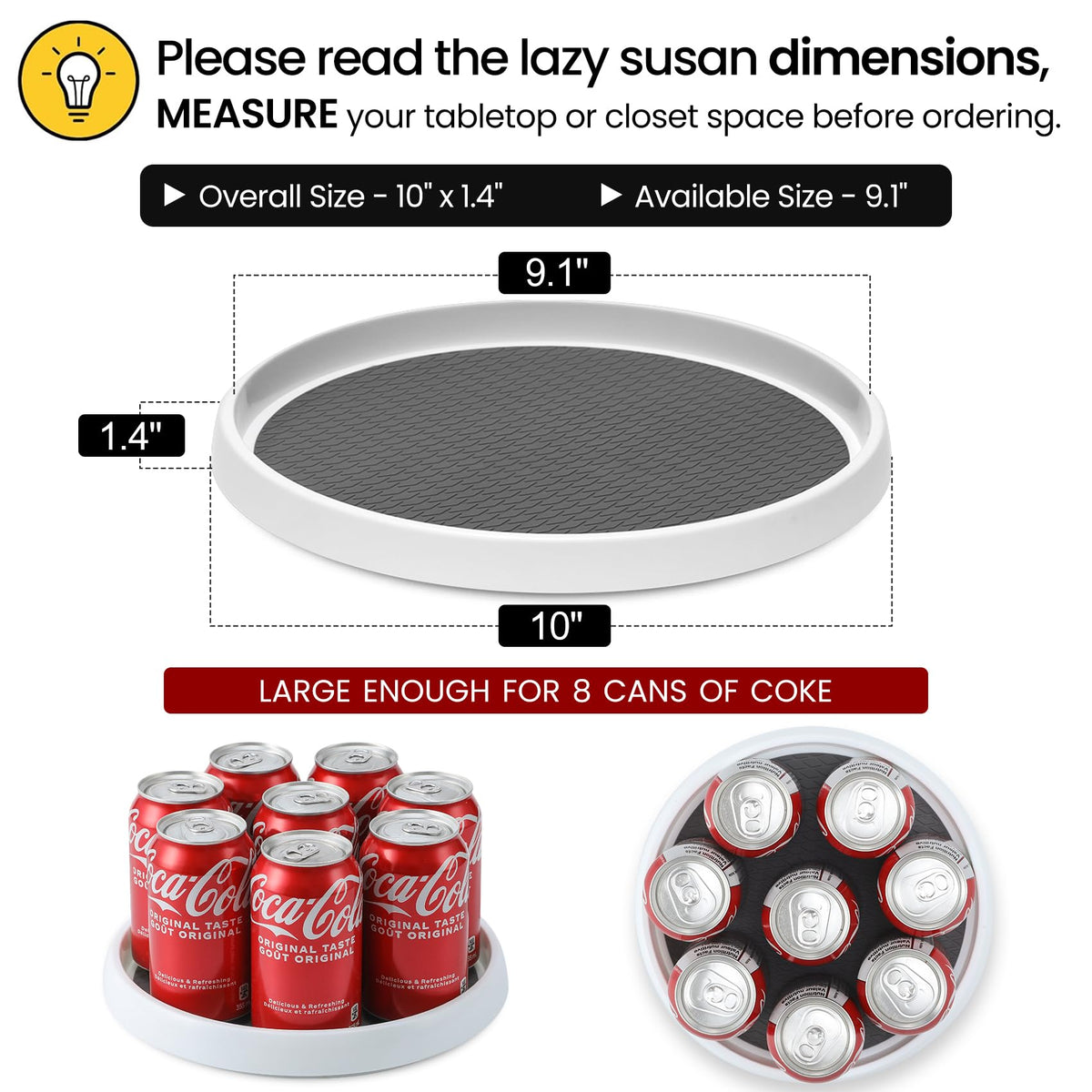 LANDNEOO diamond silicone non-slip surface keeps items in place during rotation.