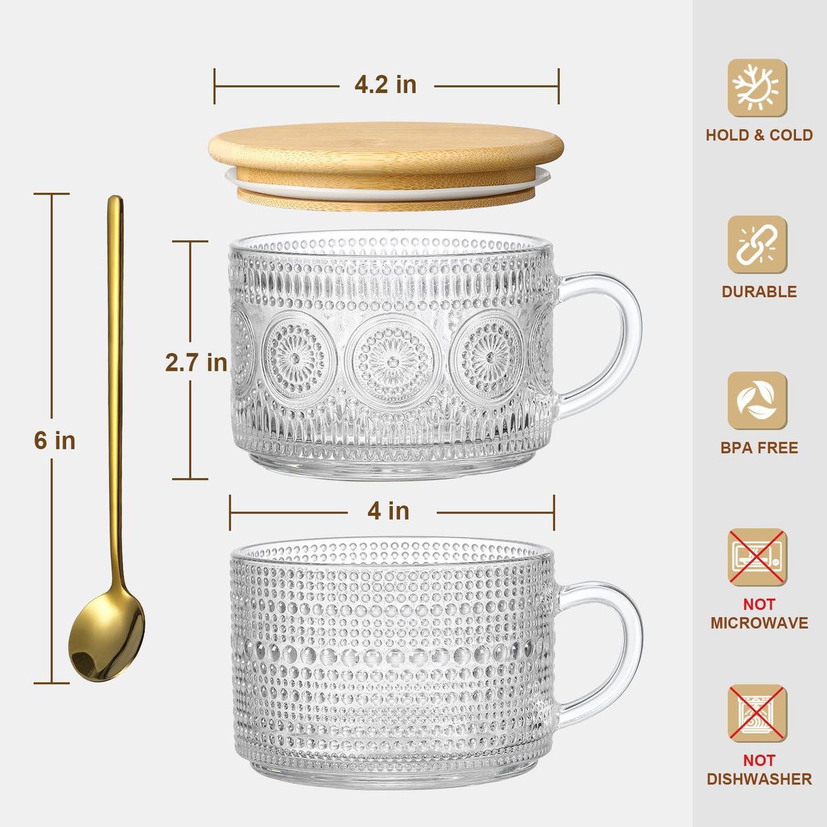 LANDNEOO sturdy glassware for hot lattes and cold beverages alike.