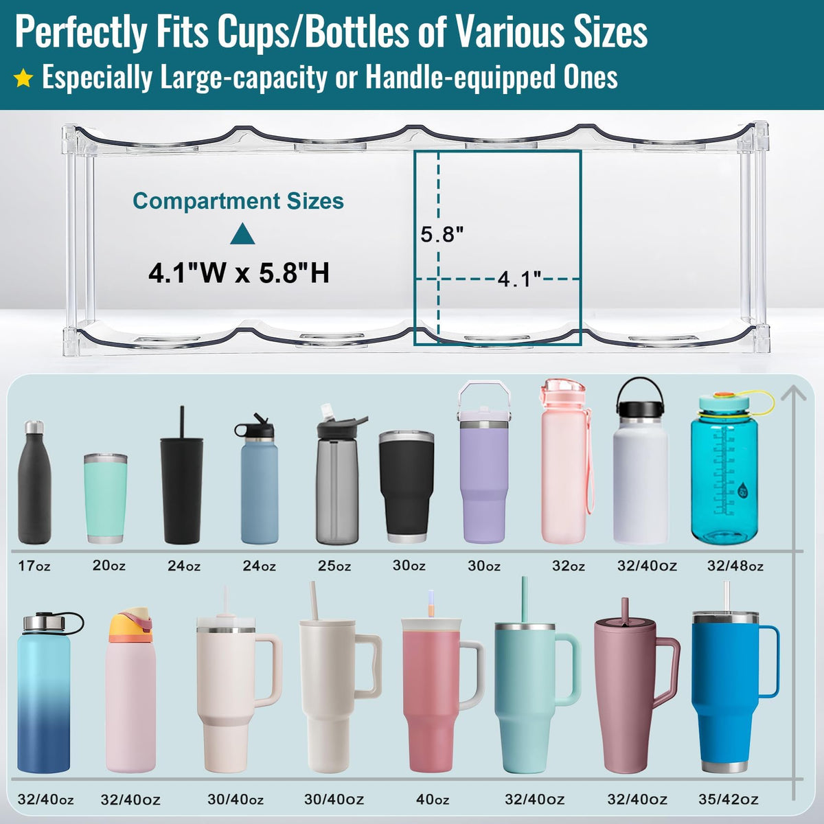 LANDNEOO HydroJug holder, side view, space saving and stackable design