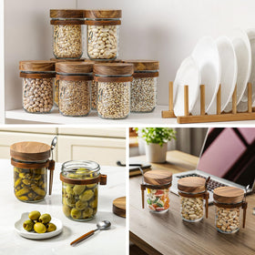 LANDNEOO glass jars add warm, kitchen-friendly aesthetics.
