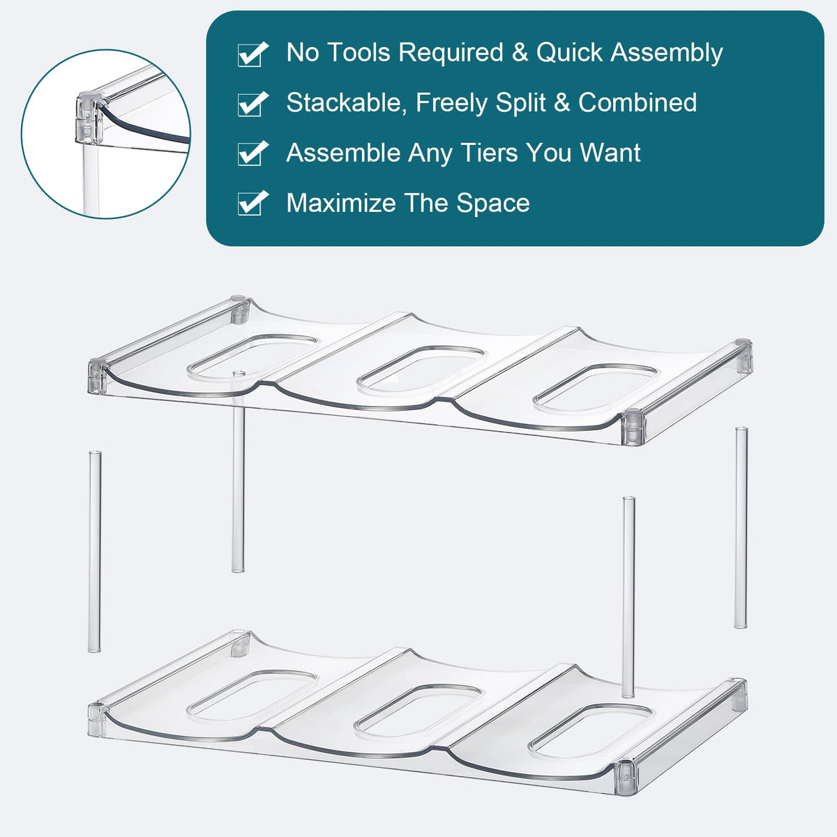 LANDNEOO bottle rack in cabinet tool-free assembly for quick setup