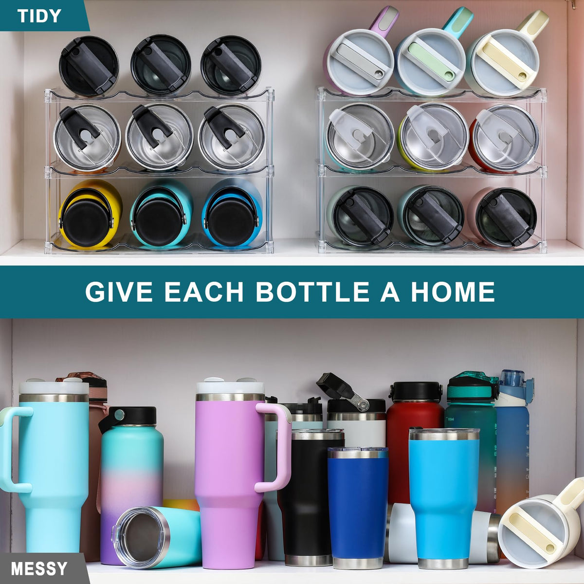 LANDNEOO larger-compartment bottle organizer clear material highlights durable construction