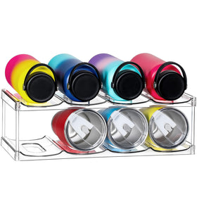 LANDNEOO larger-compartment bottle organizer front view for easy access to large tumblers
