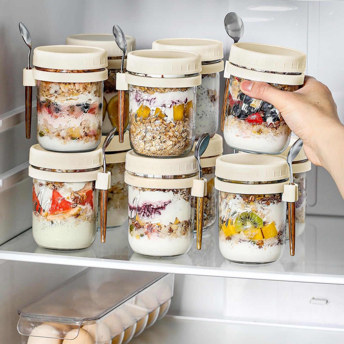 LANDNEOO versatile jars suitable for breakfast prep, snacks, and beverages.