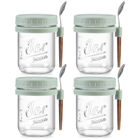 LANDNEOO 16 oz glass jar with lid for overnight oats and meal prep.
