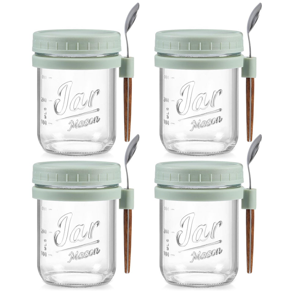 LANDNEOO 16 oz glass jar with lid for overnight oats and meal prep.