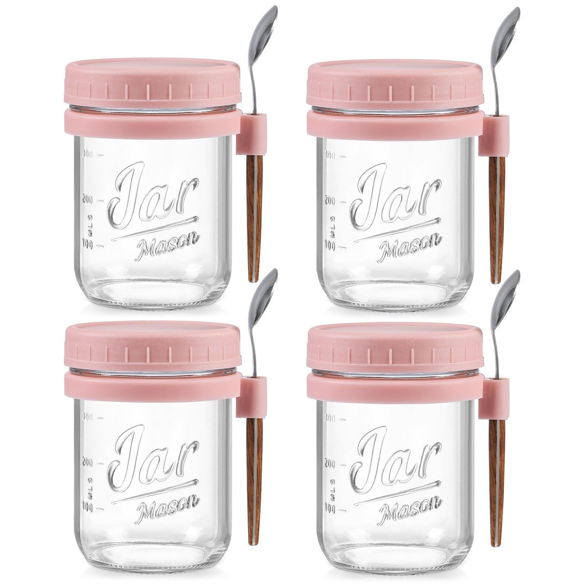 LANDNEOO 16 oz jar with lid and spoon holder for easy meal prep.