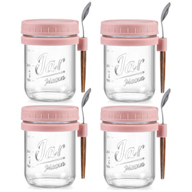 LANDNEOO 16 oz jar with lid and spoon holder for easy meal prep.