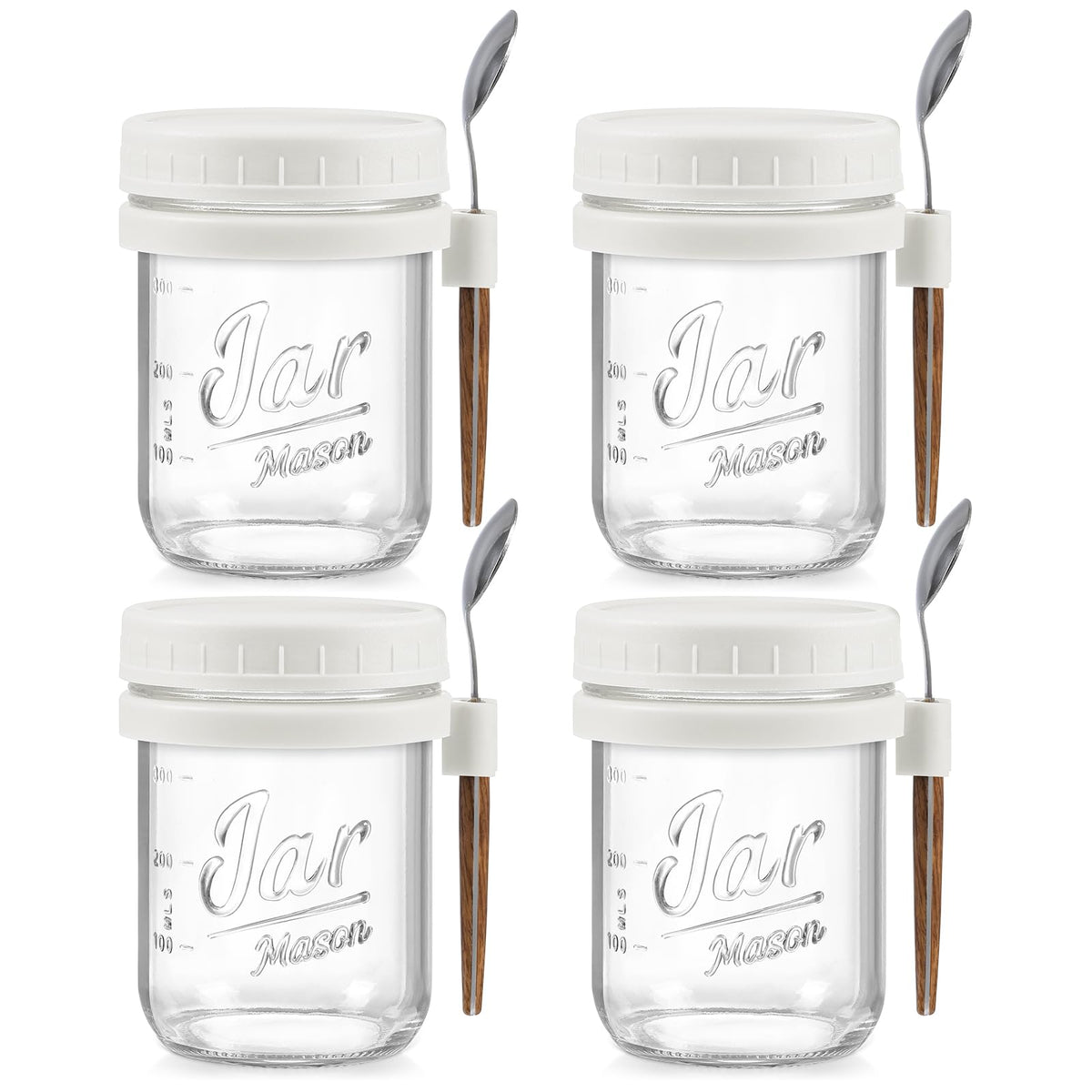 LANDNEOO overnight oats jar 4-pack with lids ideal for meal prep and on-the-go