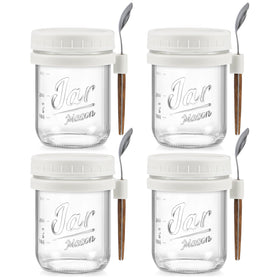 LANDNEOO overnight oats jar 4-pack with lids ideal for meal prep and on-the-go