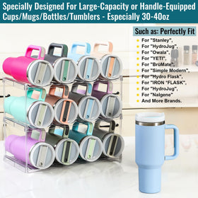 LANDNEOO Owala bottle rack offers visible storage for tall mugs.