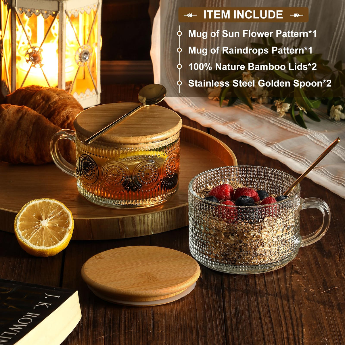 LANDNEOO raindrops embossed mug, classic vintage vibe for water, tea, or cocoa.