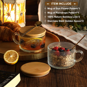 LANDNEOO raindrops embossed mug, classic vintage vibe for water, tea, or cocoa.