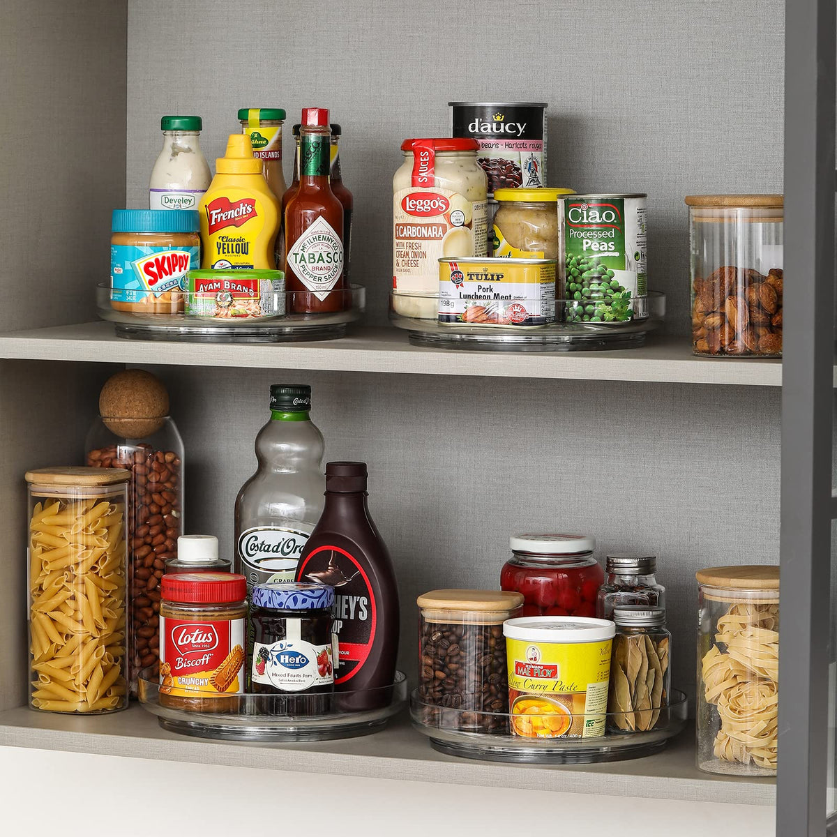 LANDNEOO refrigerator-turntable makes drinks and groceries easy to access.