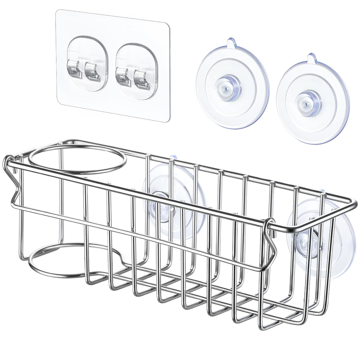 LANDNEOO sink caddy in brushed stainless steel resists rust near water.