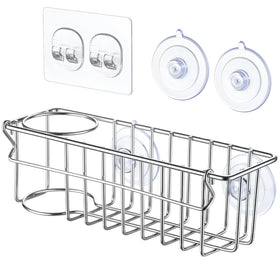 LANDNEOO sink caddy in brushed stainless steel resists rust near water.