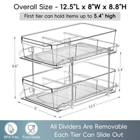 LANDNEOO slide-out drawer with removable dividers for flexible cabinet organization