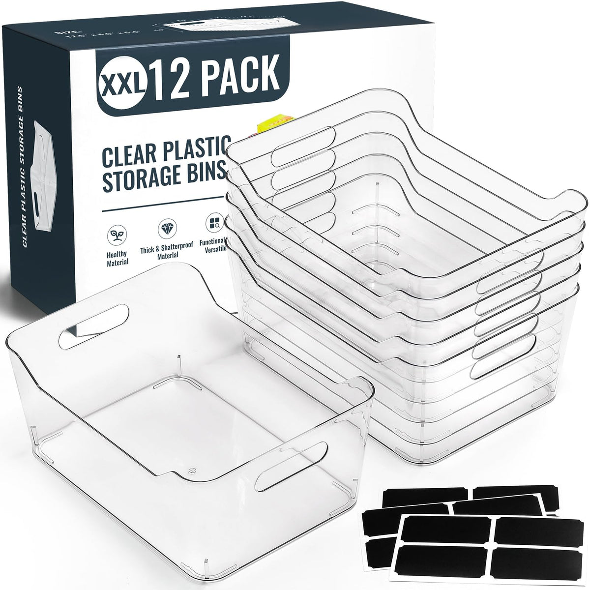LANDNEOO SOHO 12-pack bins front view for pantry organization