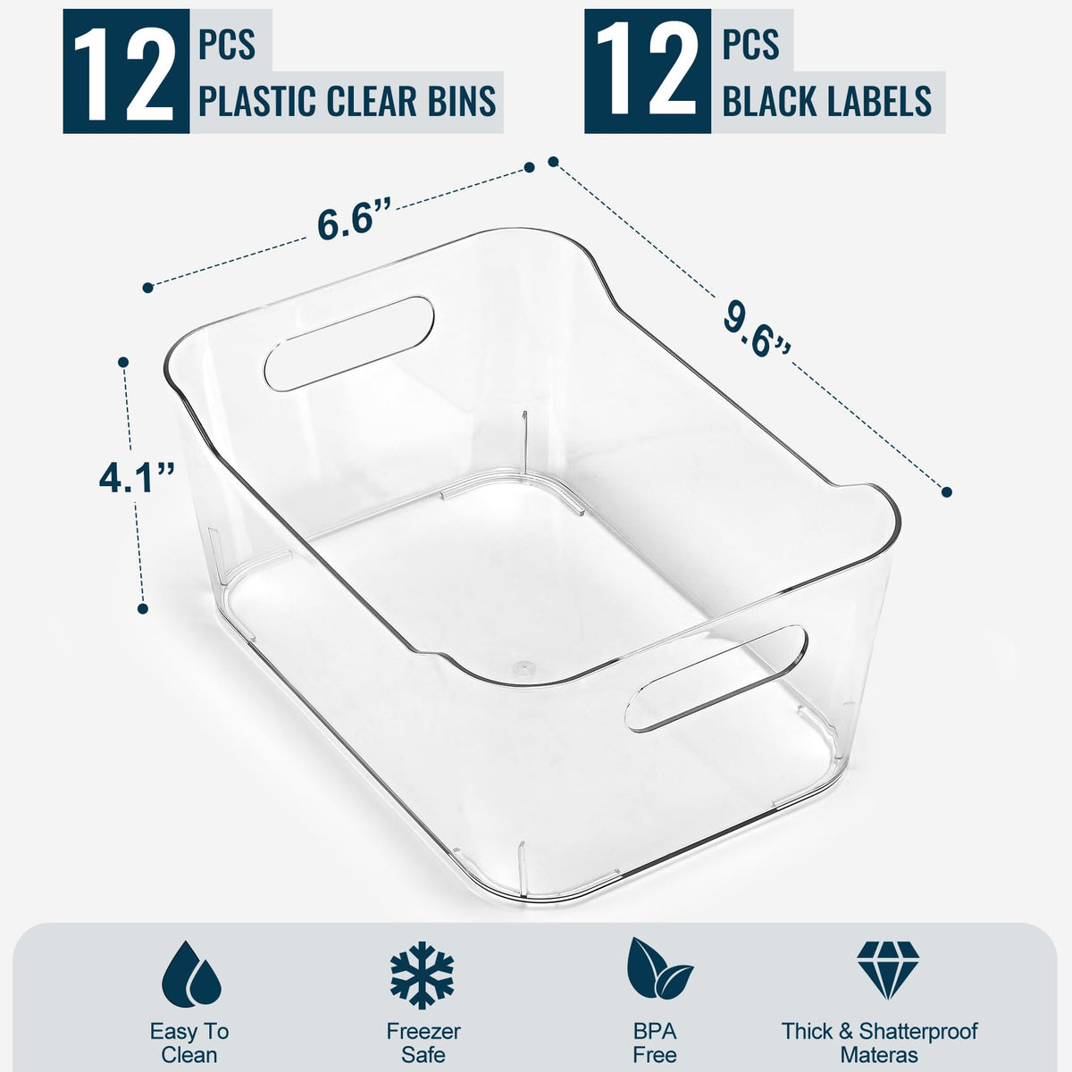 LANDNEOO SoHo clear bin with handles for easy pulling