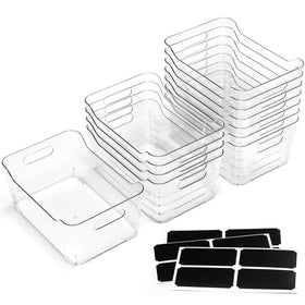 LANDNEOO SOHO clear bin with labels helps identify items quickly.