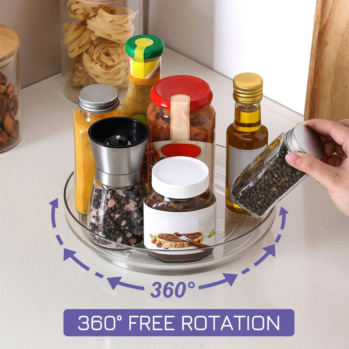 LANDNEOO spice rack lazy susan boosts pantry organization and spice jar access