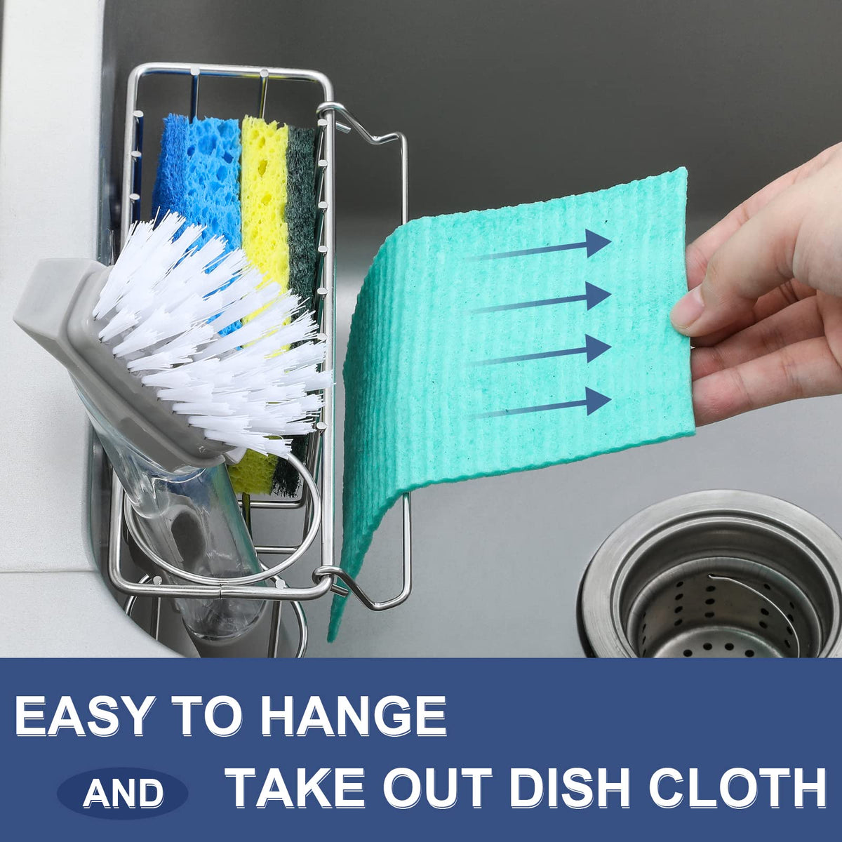 LANDNEOO sponge and brush storage keeps items organized and accessible.