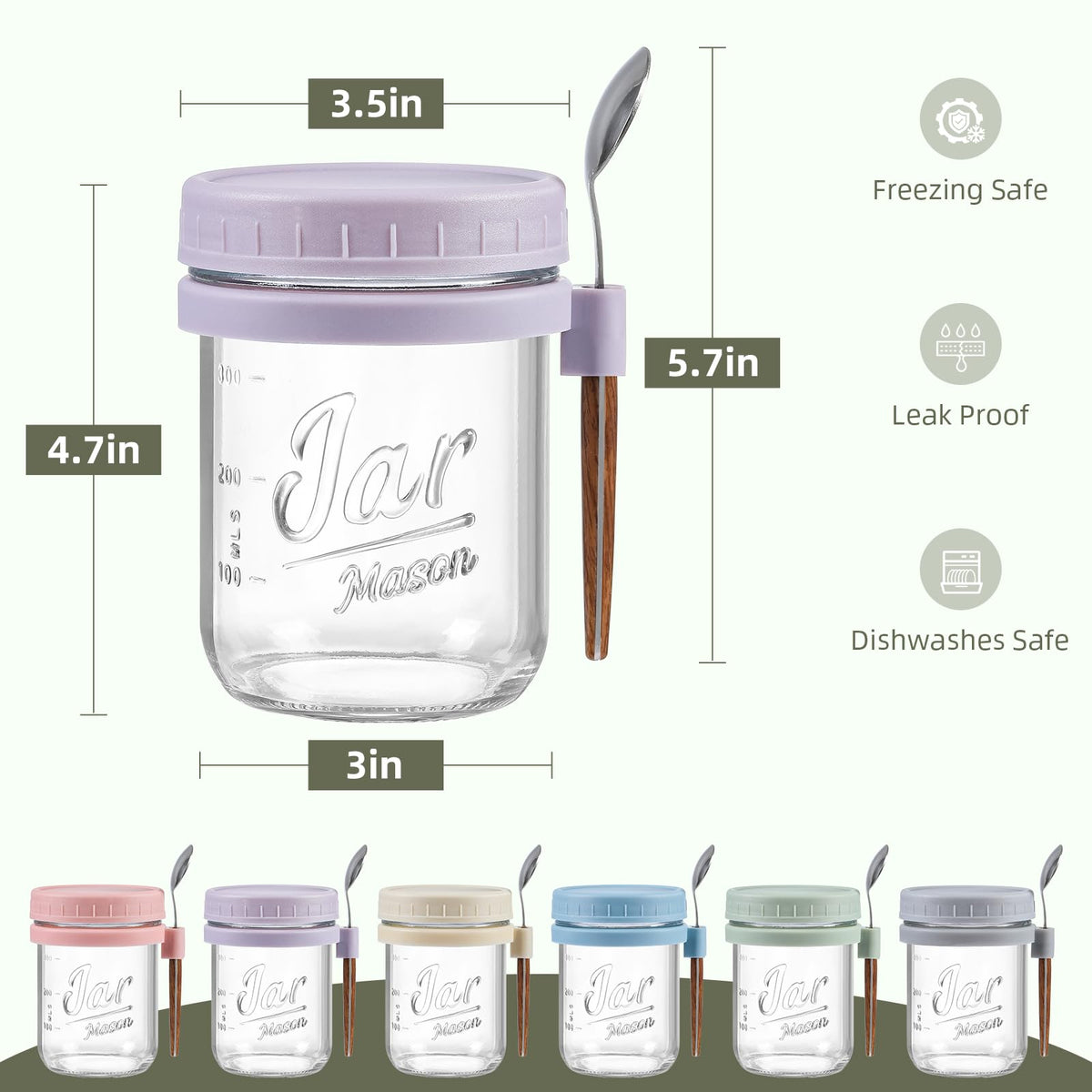 LANDNEOO wide-opening glass jar 16 oz for easy filling and cleaning