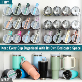 LANDNEOO YETI bottle organizer clear display for easy grab-and-go bottles.