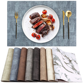 LANDVIEW leather heat-resistant placemats in blue rectangular set6 protect tables from heat and scratches.