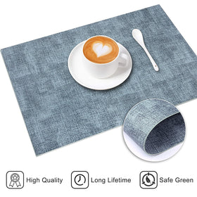 LANDVIEW classic blue leather mats dress up any dining setup.