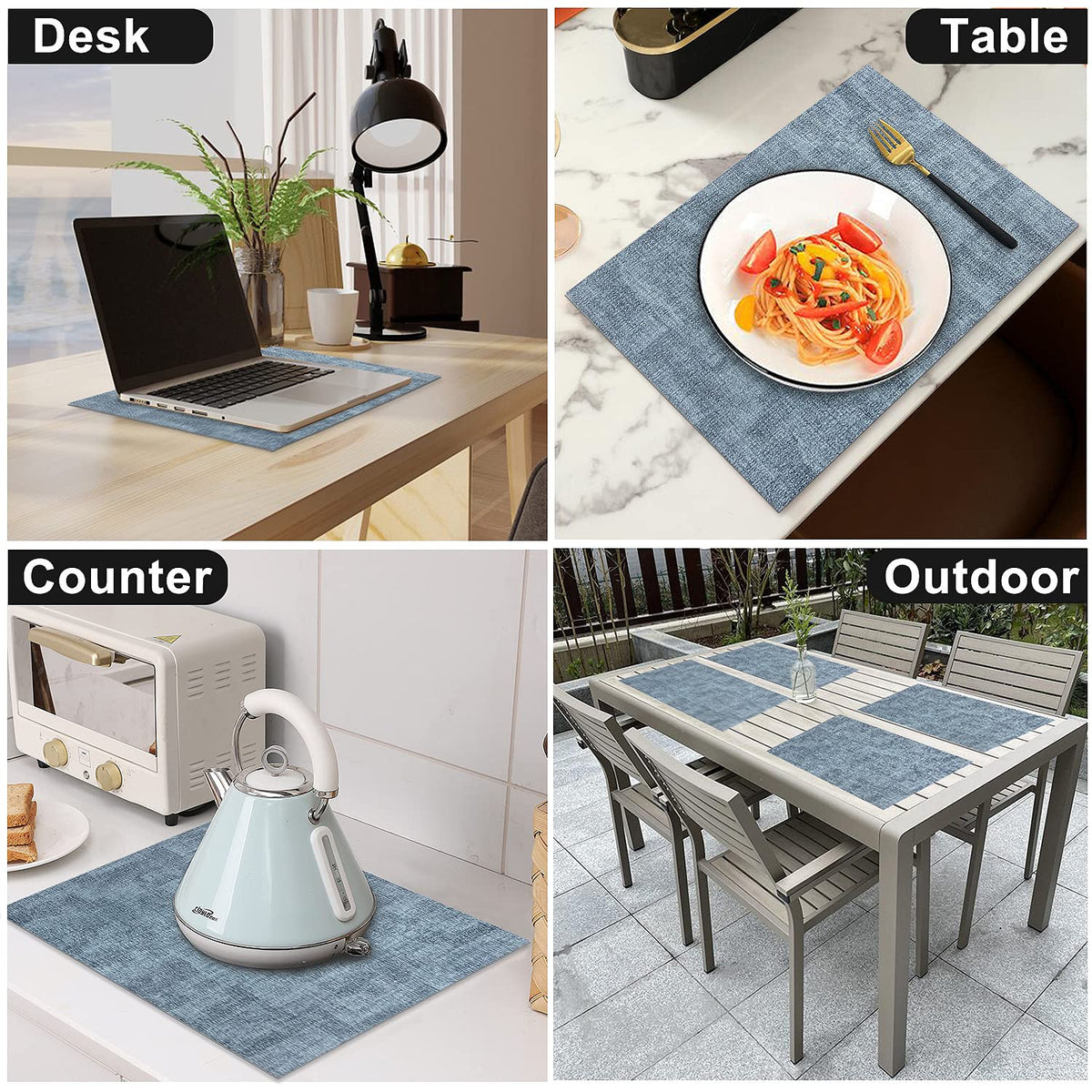 LANDVIEW set of six placemats provides coordinated protection for family meals and entertaining.