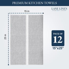 Lane Linen absorbent cotton tea towels for quick cleanup and glassware drying.