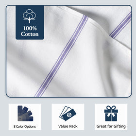Lane Linen blue stripe towels in use demonstrate convenient hand-drying