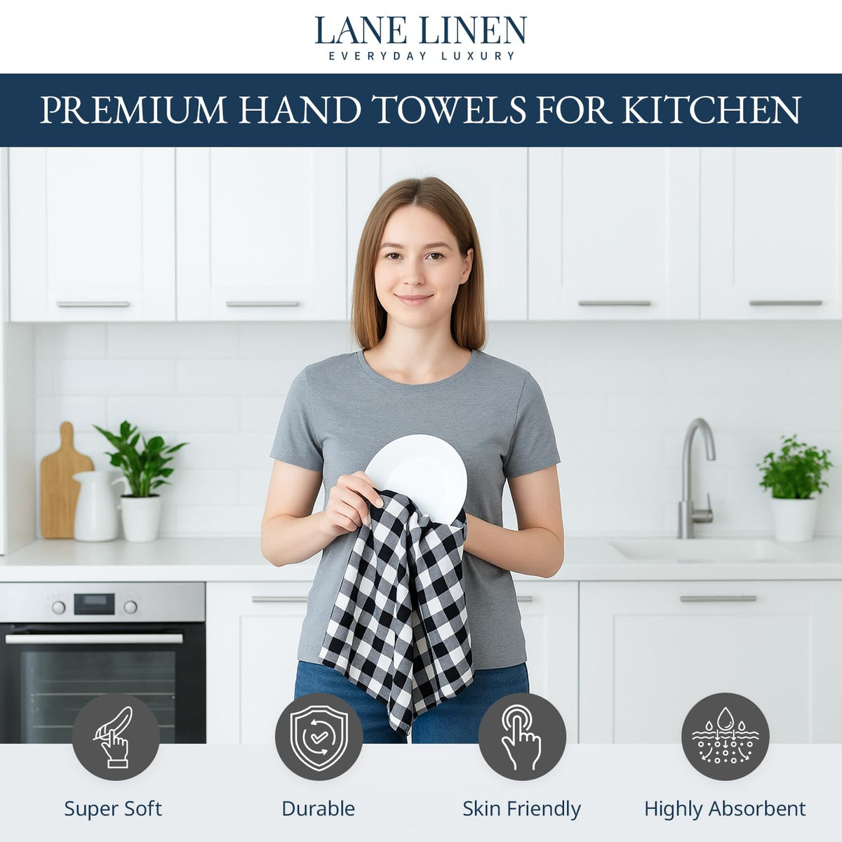 Lane Linen cotton dish cloths 18x28 ready for everyday dishwashing.