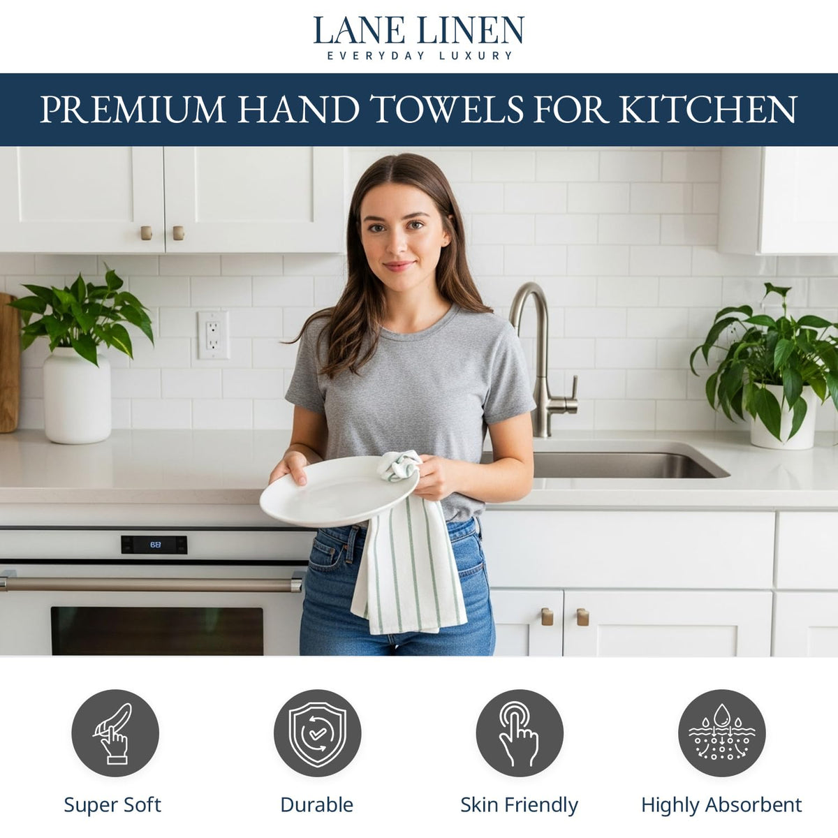 Lane Linen cotton dishcloths absorbent and durable for daily cleanup