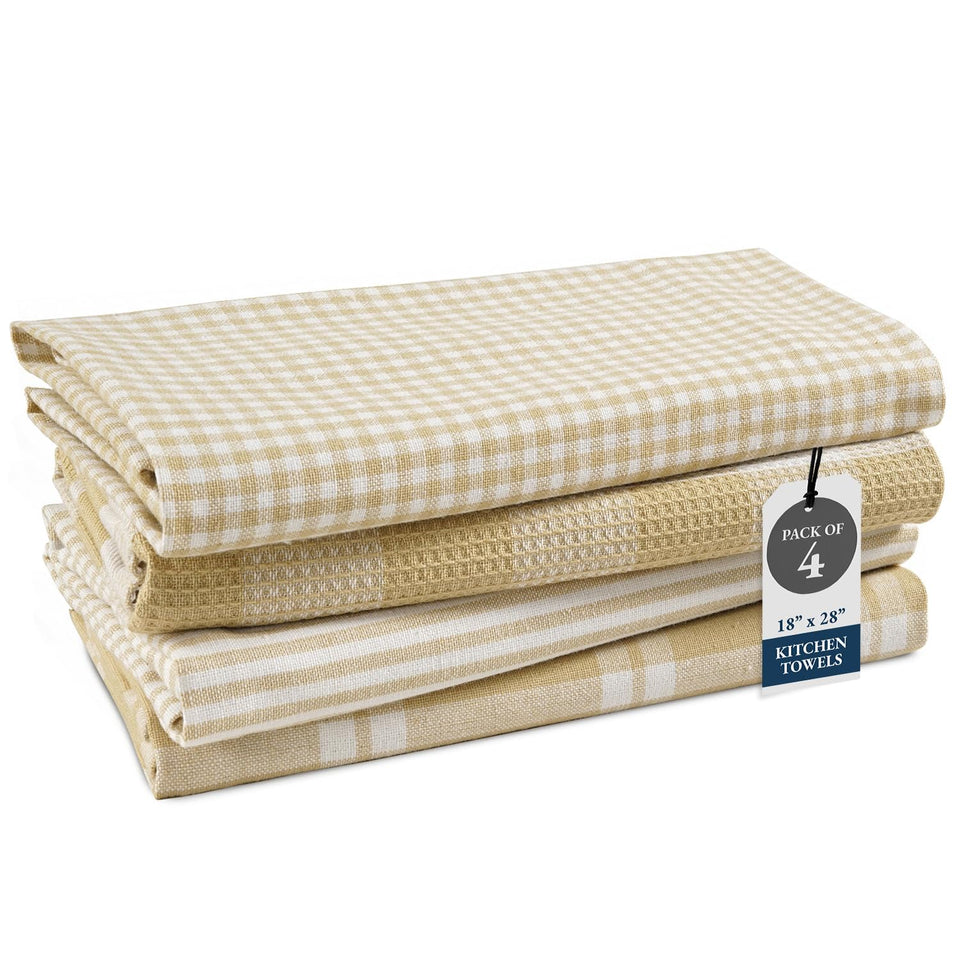 LANE LINEN cotton kitchen towels 4-pack in beige offer absorbent, durable daily use