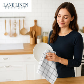 LANE LINEN dish cloths set grey for practical kitchen use