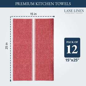 Lane Linen dish towels 14x25 red stripes absorb spills quickly