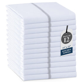 Lane Linen kitchen hand towels in grey stripe 12-pack for everyday drying.