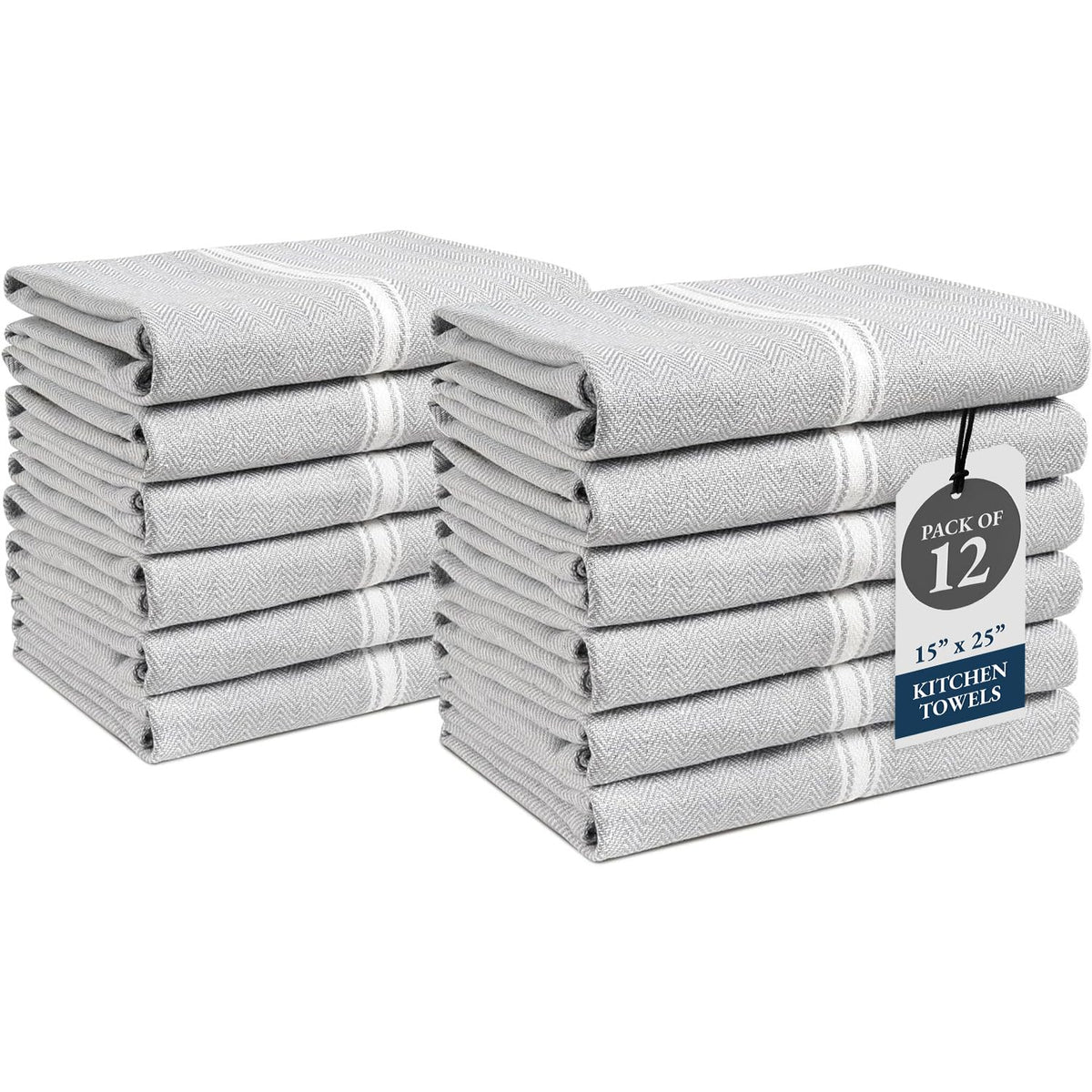 Lane Linen kitchen towel set with stripes for versatile drying and hand use.