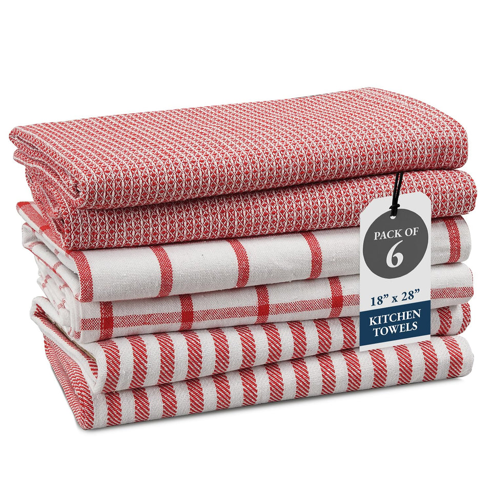 Lane Linen 100% cotton towels folded on counter ready for quick drying